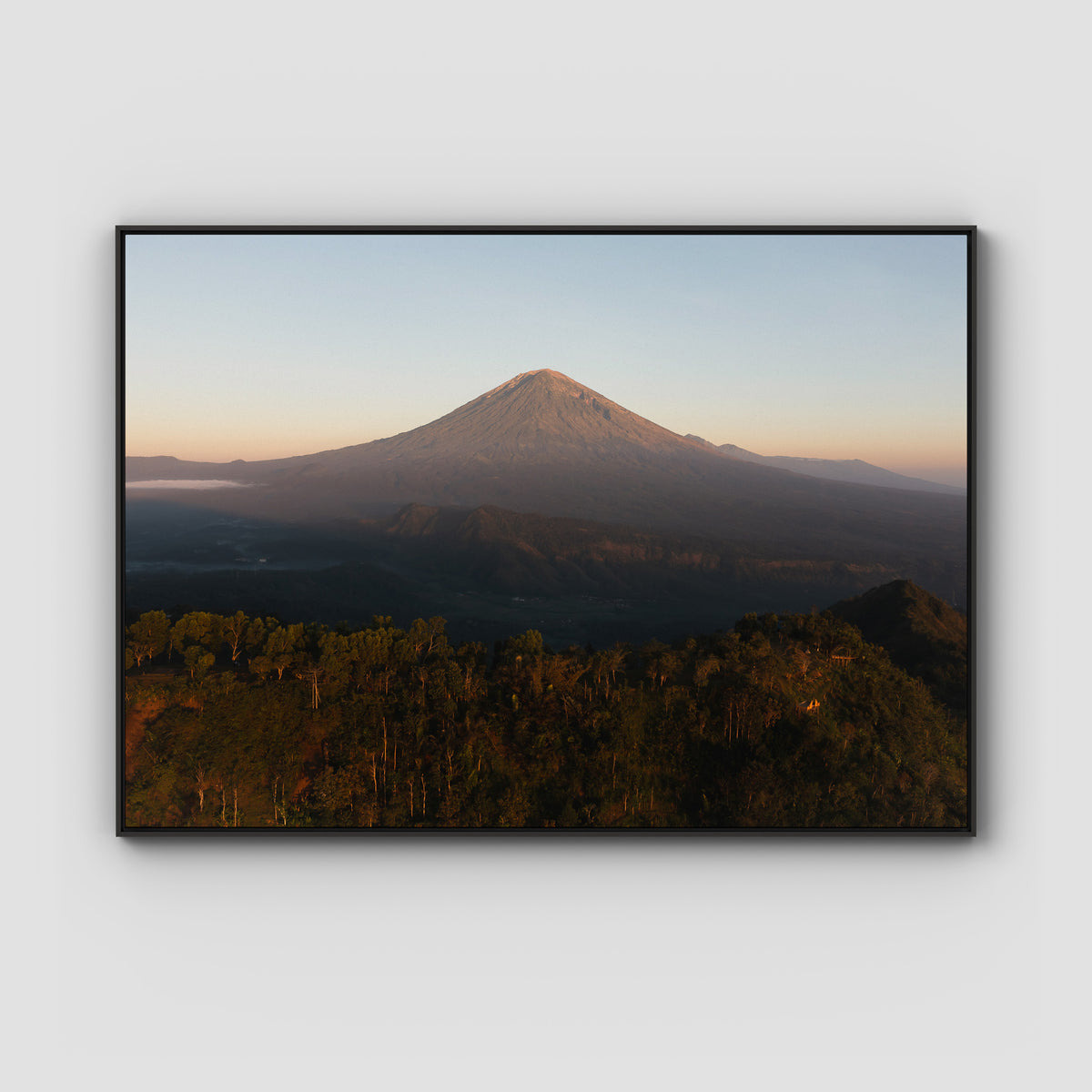 Mount Agung Sunrise - Art Print - Float Frame Canvas - Black - Landscape