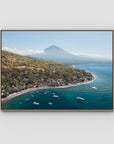 Amed & Mount Agung ii - Art Print - Float Frame Canvas - Raw Oak - Landscape