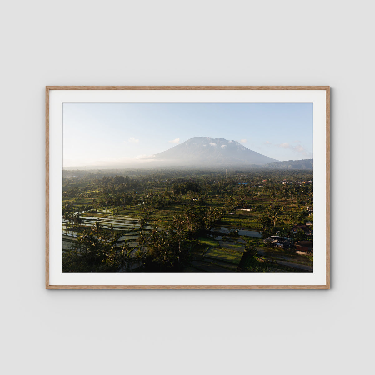 Rice Paddy Sunset East Bali ii  - Art Print - Traditional Frame - Raw Oak - Landscape