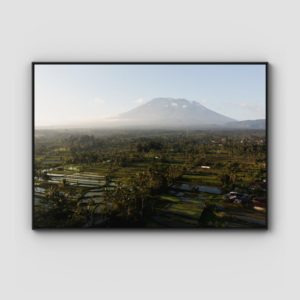 Rice Paddy Sunset East Bali ii  - Art Print - Float Frame Canvas - Black - Landscape