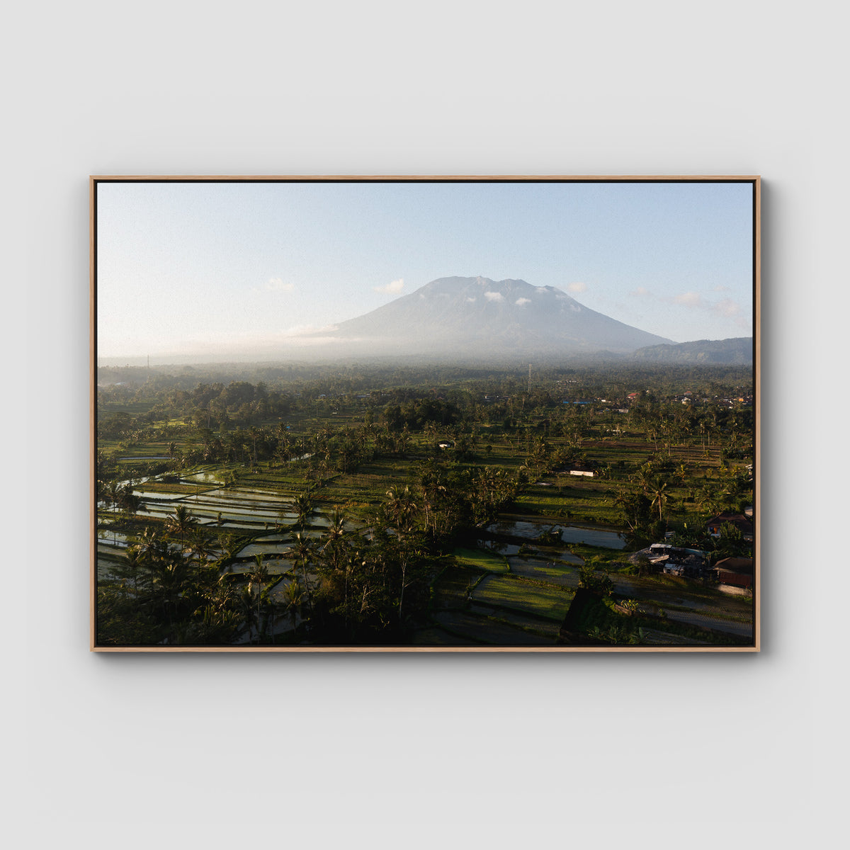Rice Paddy Sunset East Bali ii  - Art Print - Float Frame Canvas - Raw Oak - Landscape