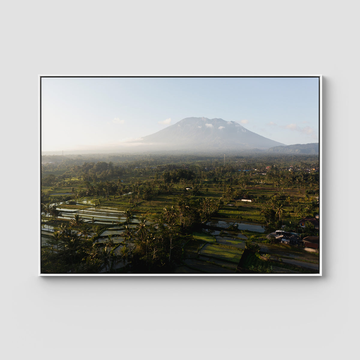 Rice Paddy Sunset East Bali ii  - Art Print - Float Frame Canvas - White - Landscape