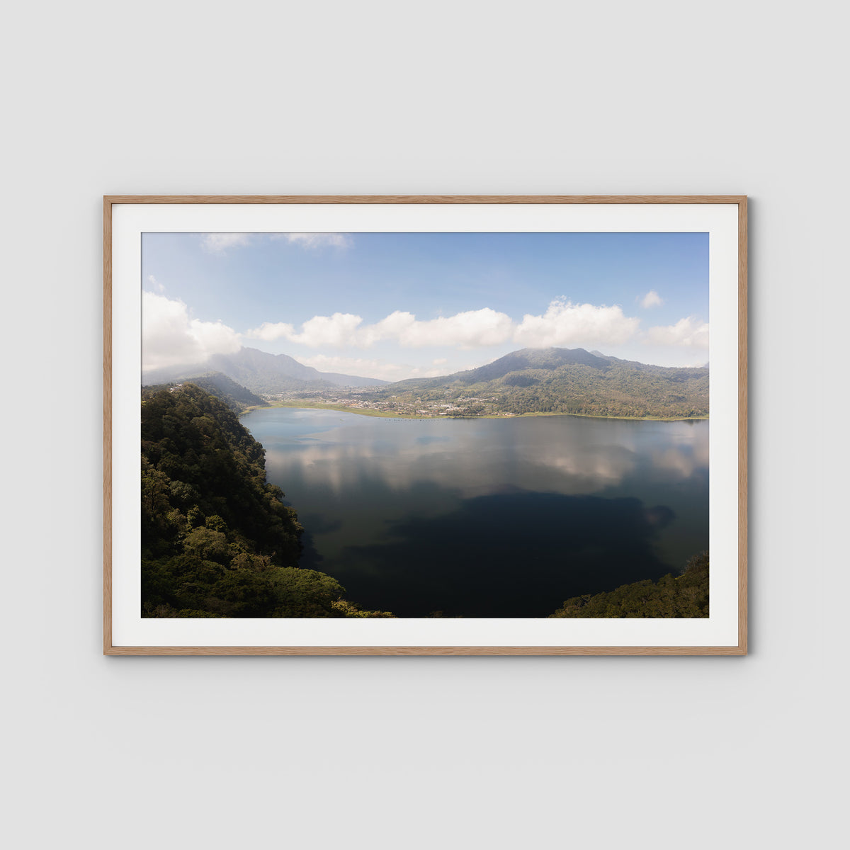 Lake Batur Bali - Art Print - Traditional Frame - Raw Oak - Landscape