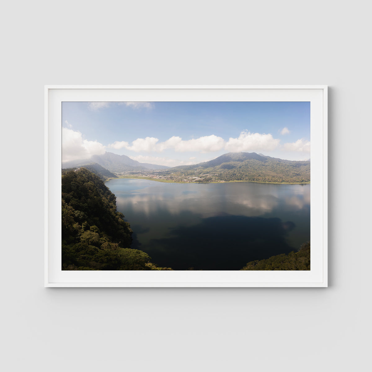 Lake Batur Bali - Art Print - Traditional Frame - White - Landscape