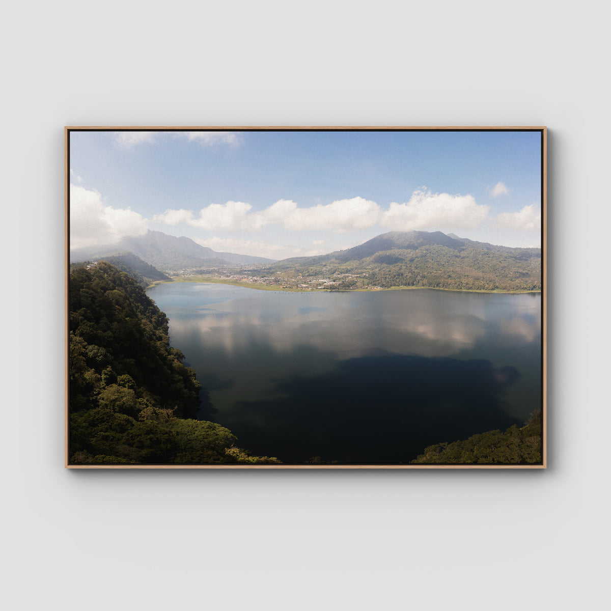 Lake Batur Bali - Art Print - Float Frame Canvas - Raw Oak - Landscape