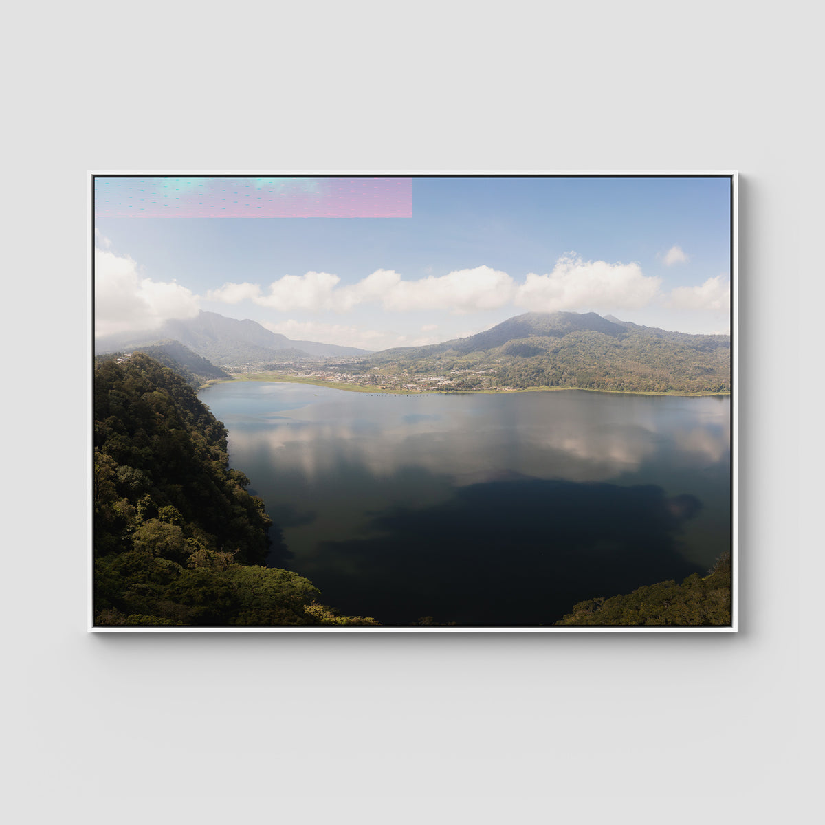 Lake Batur Bali - Art Print - Float Frame Canvas - White - Landscape
