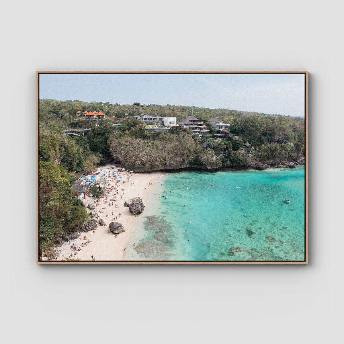 Padang Padang Beach ii - Art Print - Float Frame Canvas - Raw Oak - Landscape