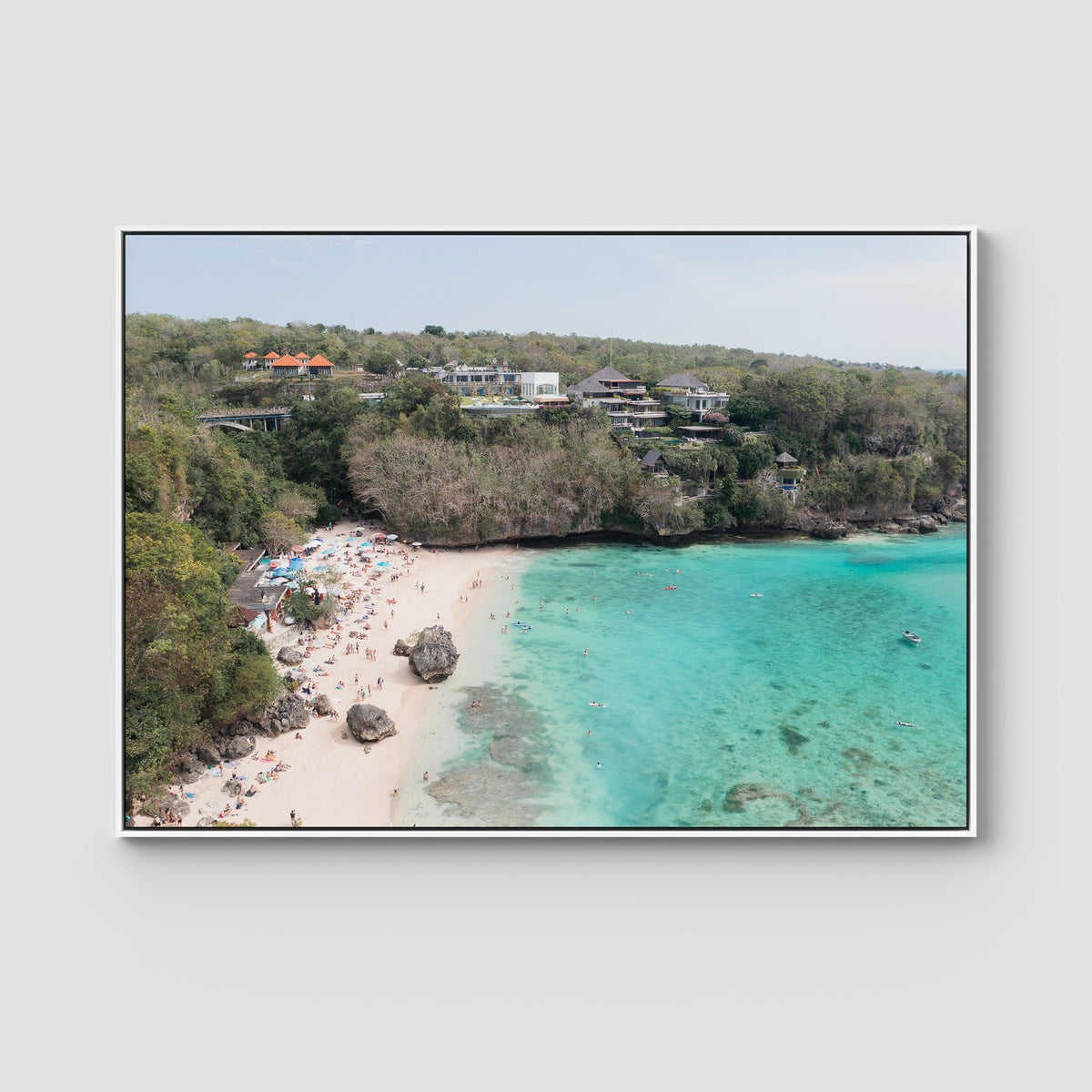 Padang Padang Beach ii - Art Print - Float Frame Canvas - White - Landscape