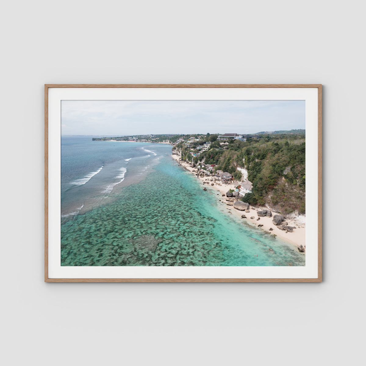 Padang Padang Coastline - Art Print - Traditional Frame - Raw Oak - Landscape