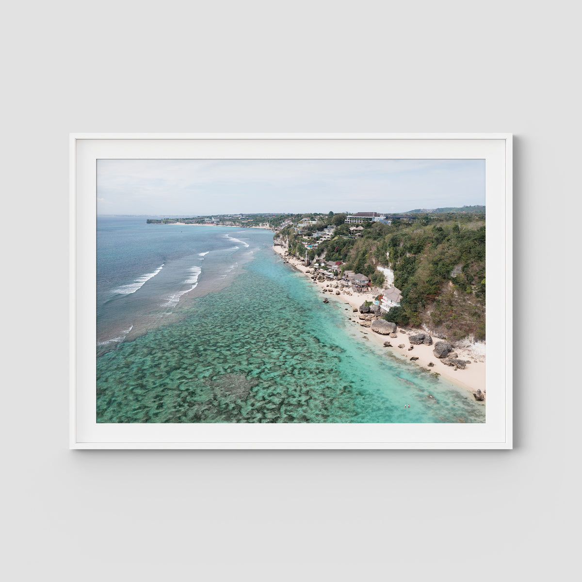Padang Padang Coastline - Art Print - Traditional Frame - White - Landscape