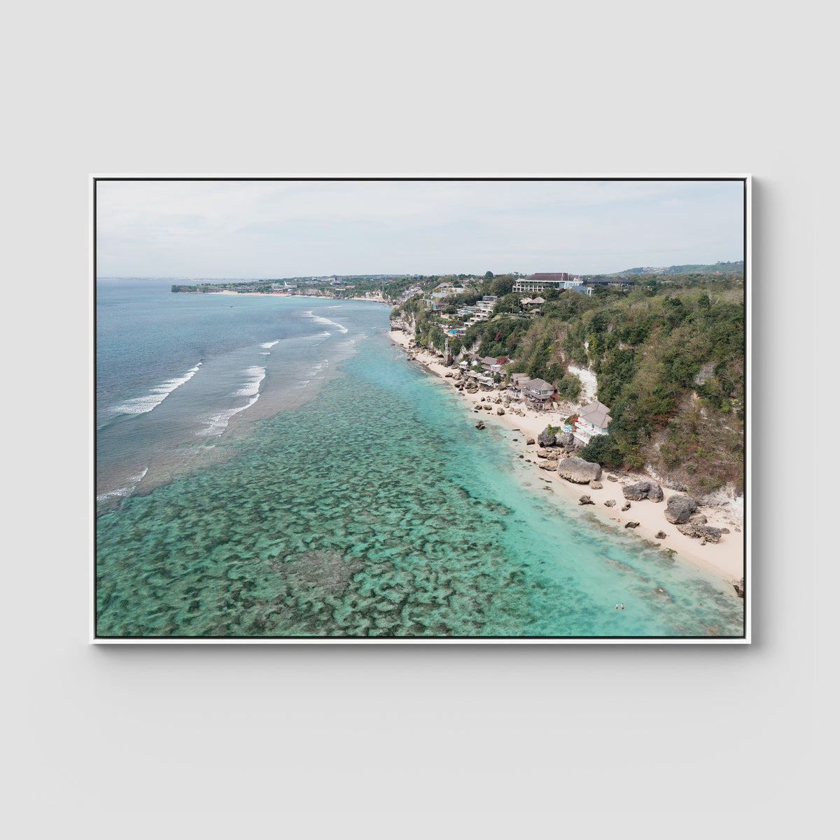 Padang Padang Coastline - Art Print - Float Frame Canvas - White - Landscape
