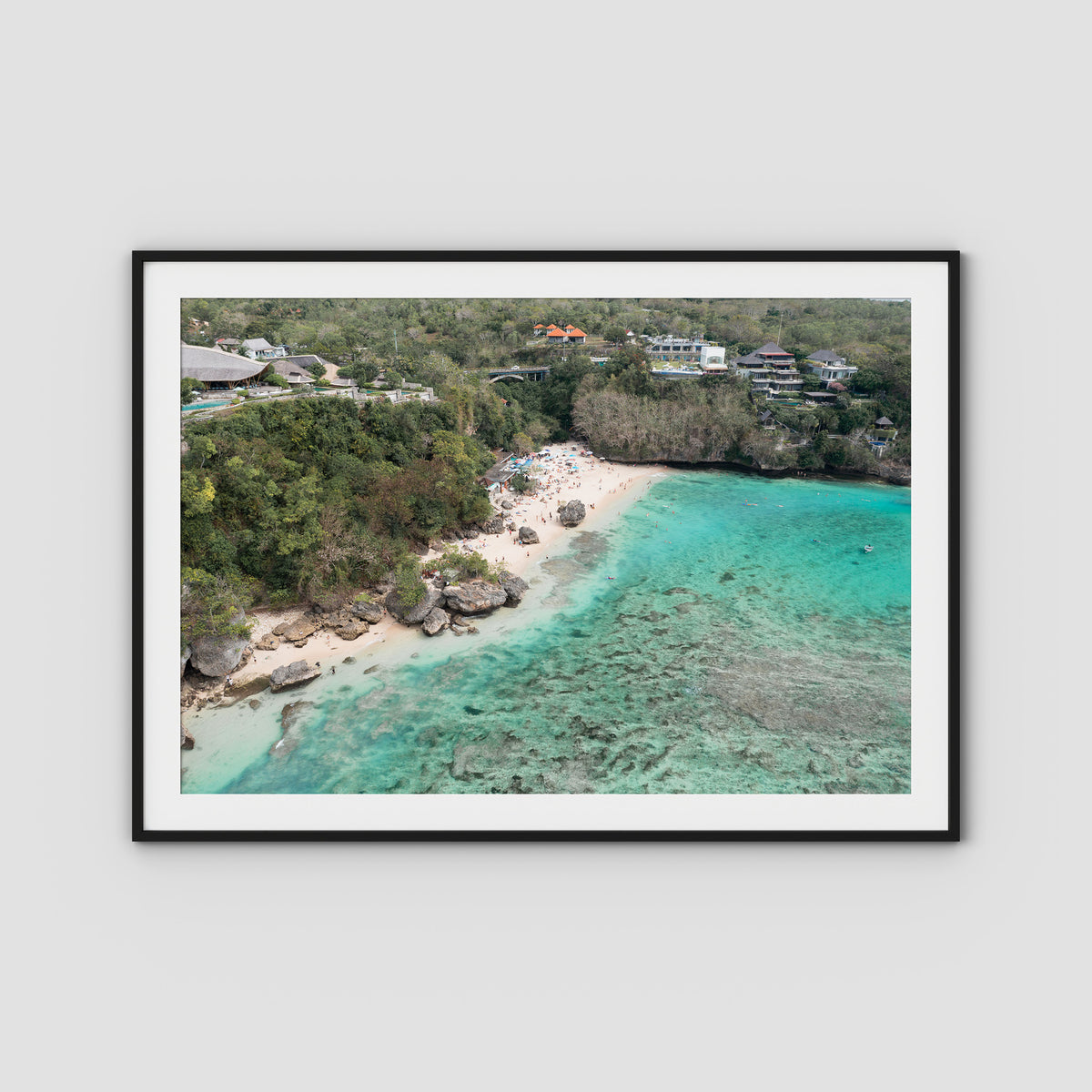 Padang Padang Aerial - Art Print - Traditional Frame - Black - Landscape
