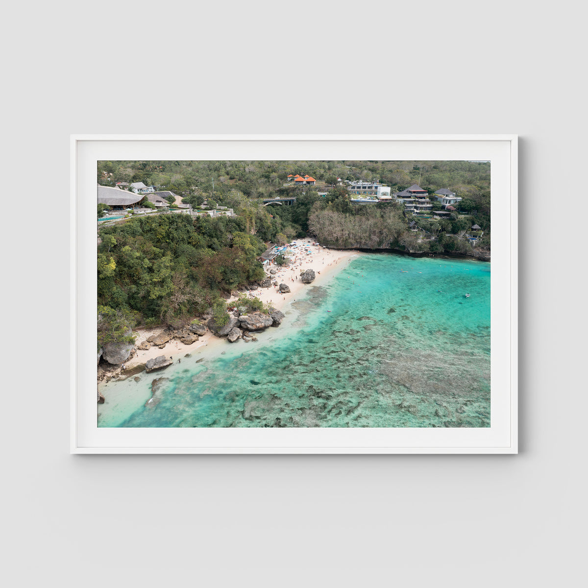 Padang Padang Aerial - Art Print - Traditional Frame - White - Landscape