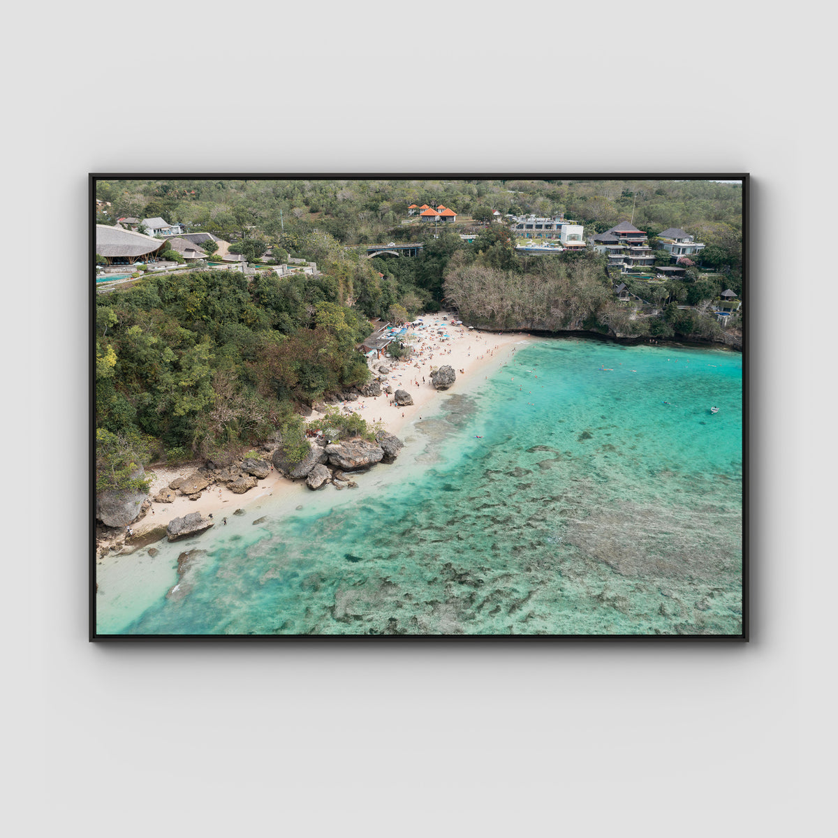 Padang Padang Aerial - Art Print - Float Frame Canvas - Black - Landscape