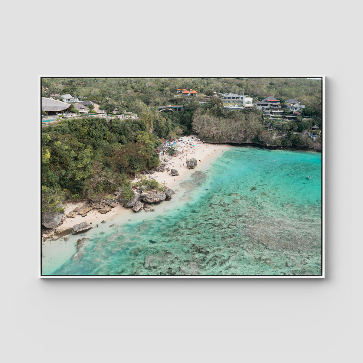 Padang Padang Aerial - Art Print - Float Frame Canvas - White - Landscape