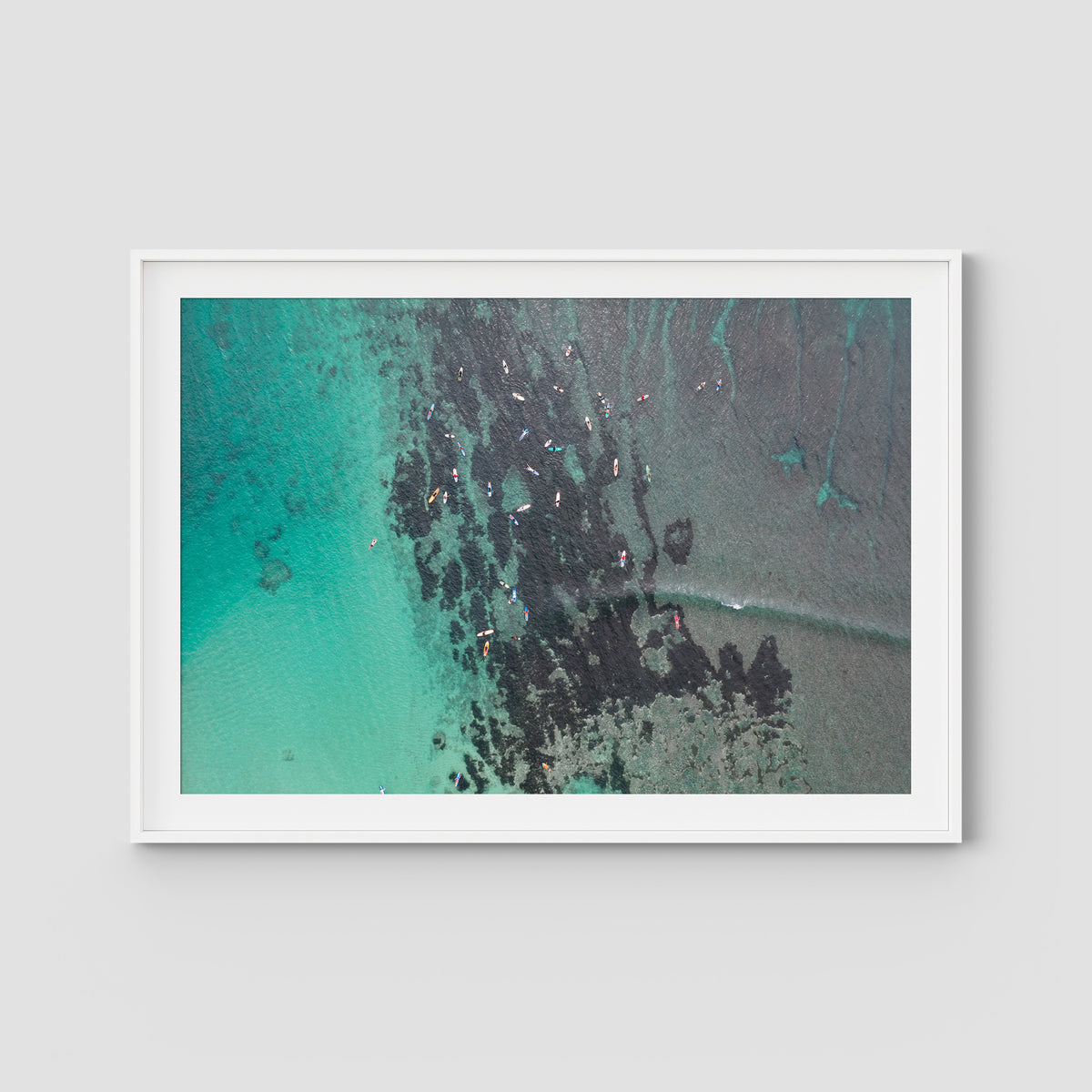 Padang Padang Surfing - Art Print - Traditional Frame - White - Landscape