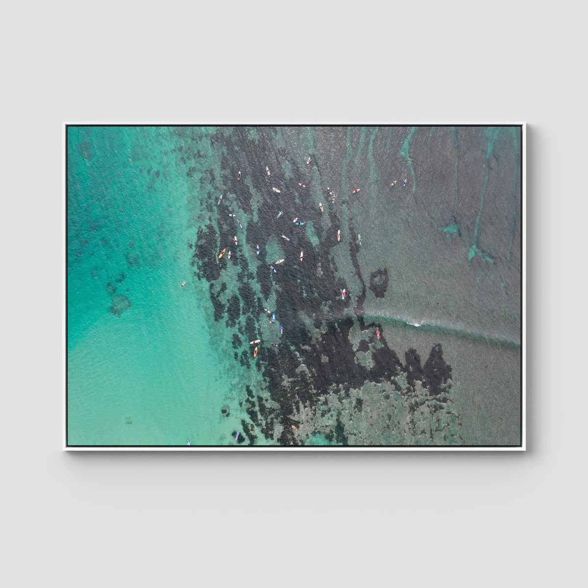Padang Padang Surfing - Art Print - Float Frame Canvas - White - Landscape