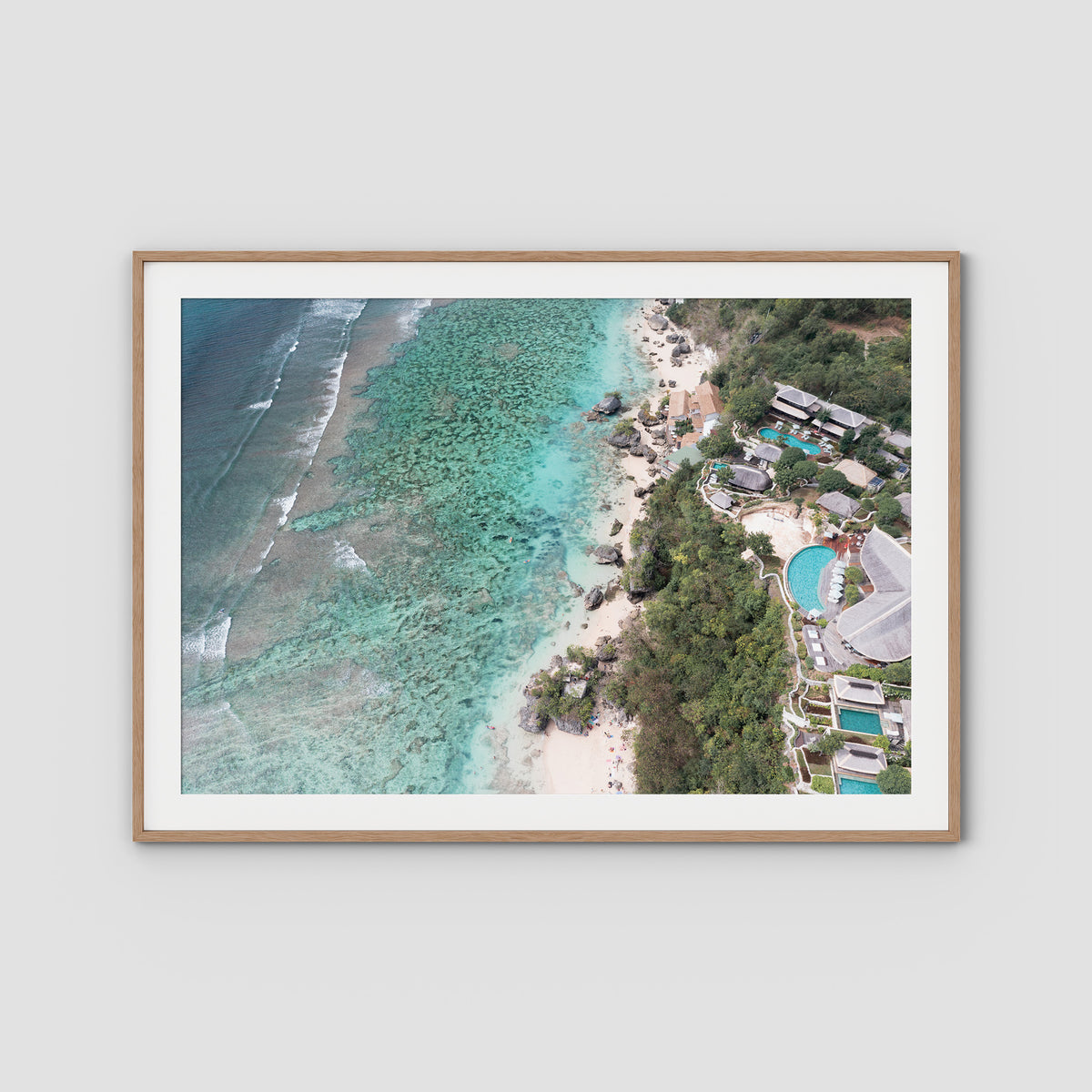 Padang Padang Coastline ii - Art Print - Traditional Frame - Raw Oak - Landscape