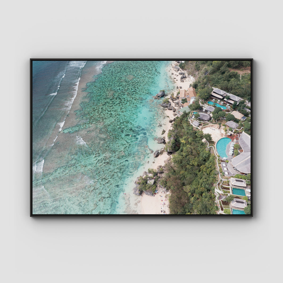 Padang Padang Coastline ii - Art Print - Float Frame Canvas - Black - Landscape