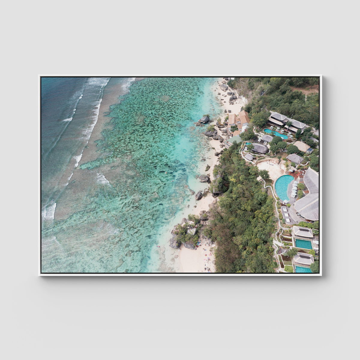 Padang Padang Coastline ii - Art Print - Float Frame Canvas - White - Landscape