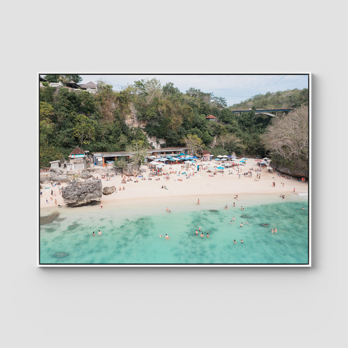 Padang Padang Beach - Art Print - Float Frame Canvas - White - Landscape