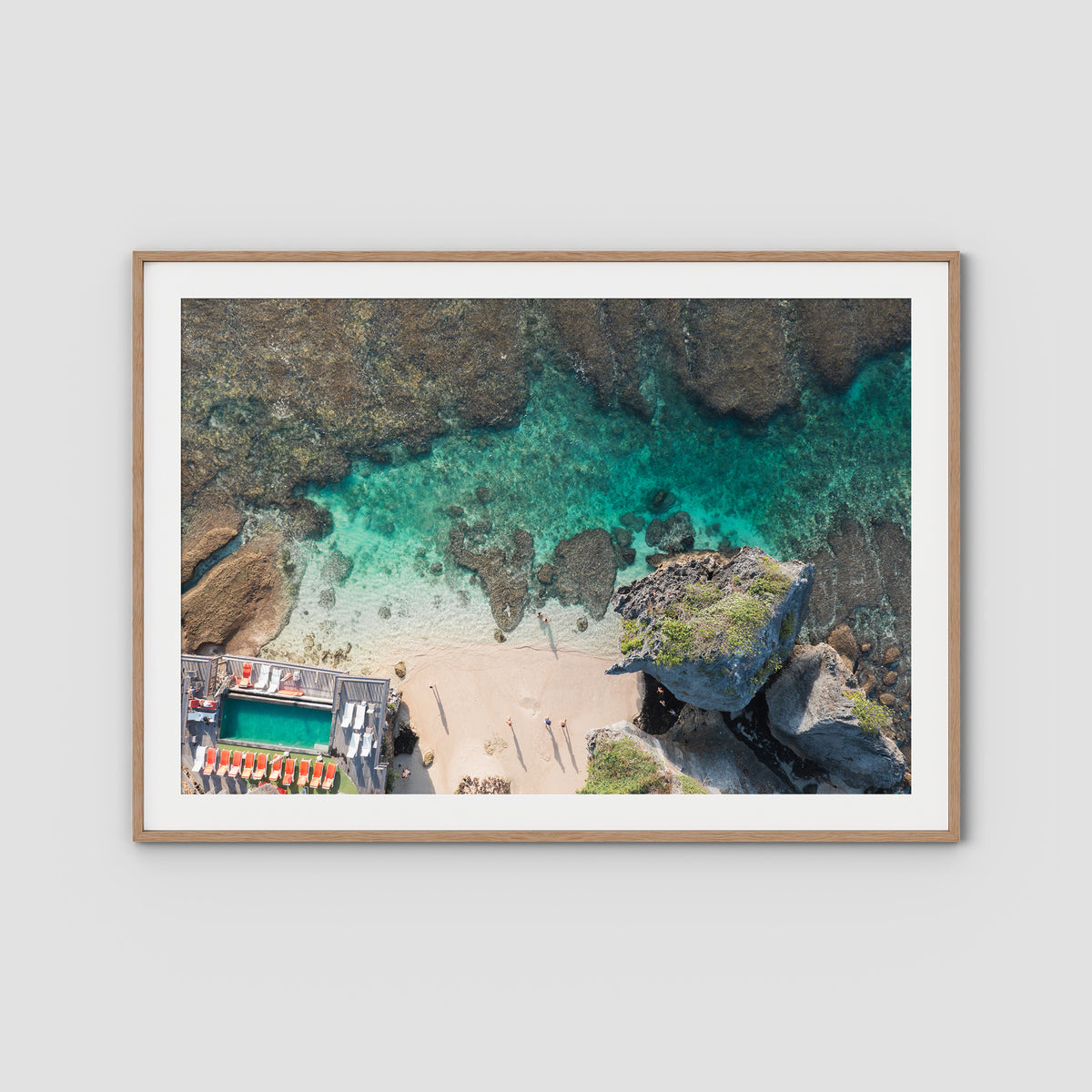 Uluwatu Top Down - Art Print - Traditional Frame - Raw Oak - Landscape
