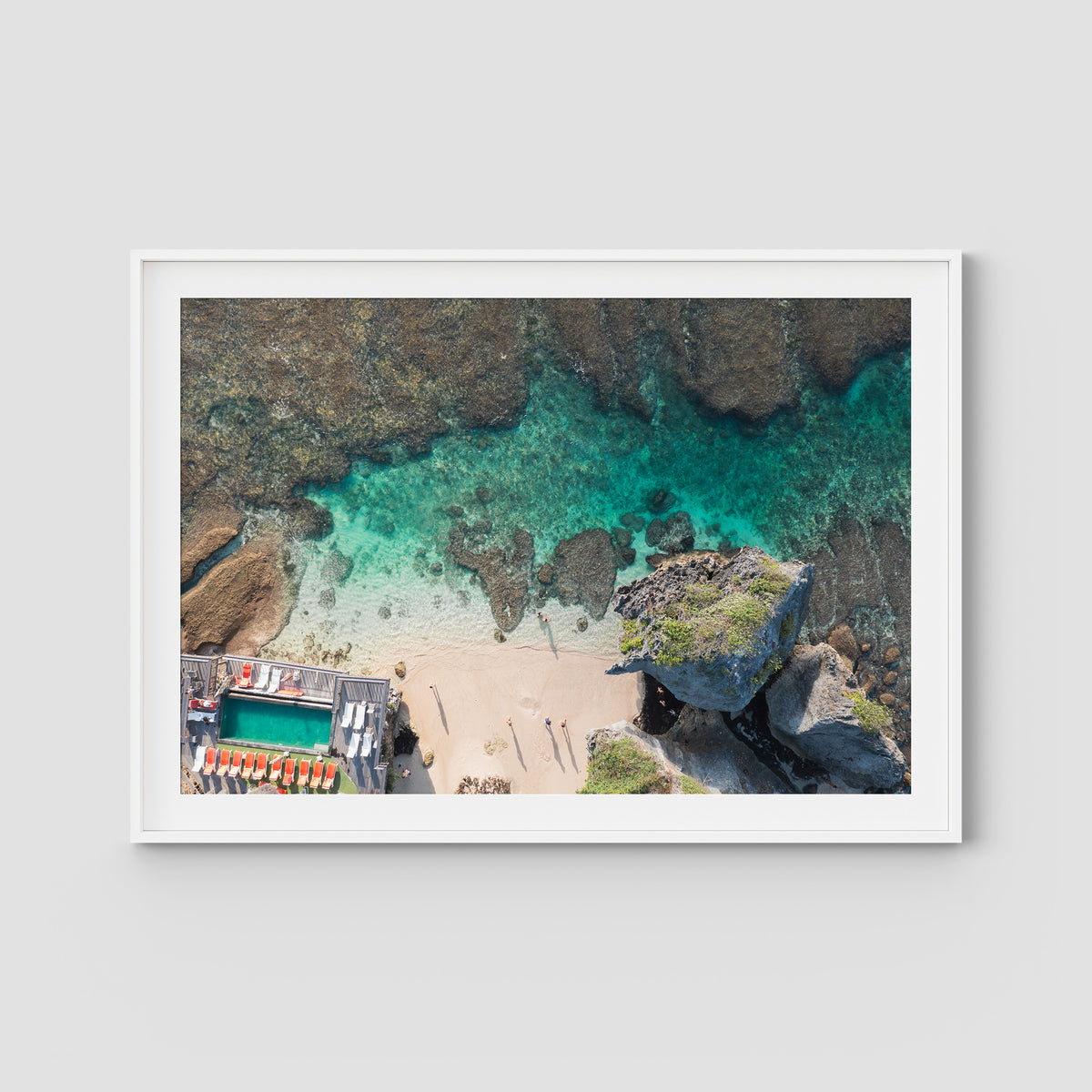 Uluwatu Top Down - Art Print - Traditional Frame - White - Landscape