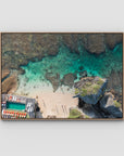 Uluwatu Top Down - Art Print - Float Frame Canvas - Raw Oak - Landscape