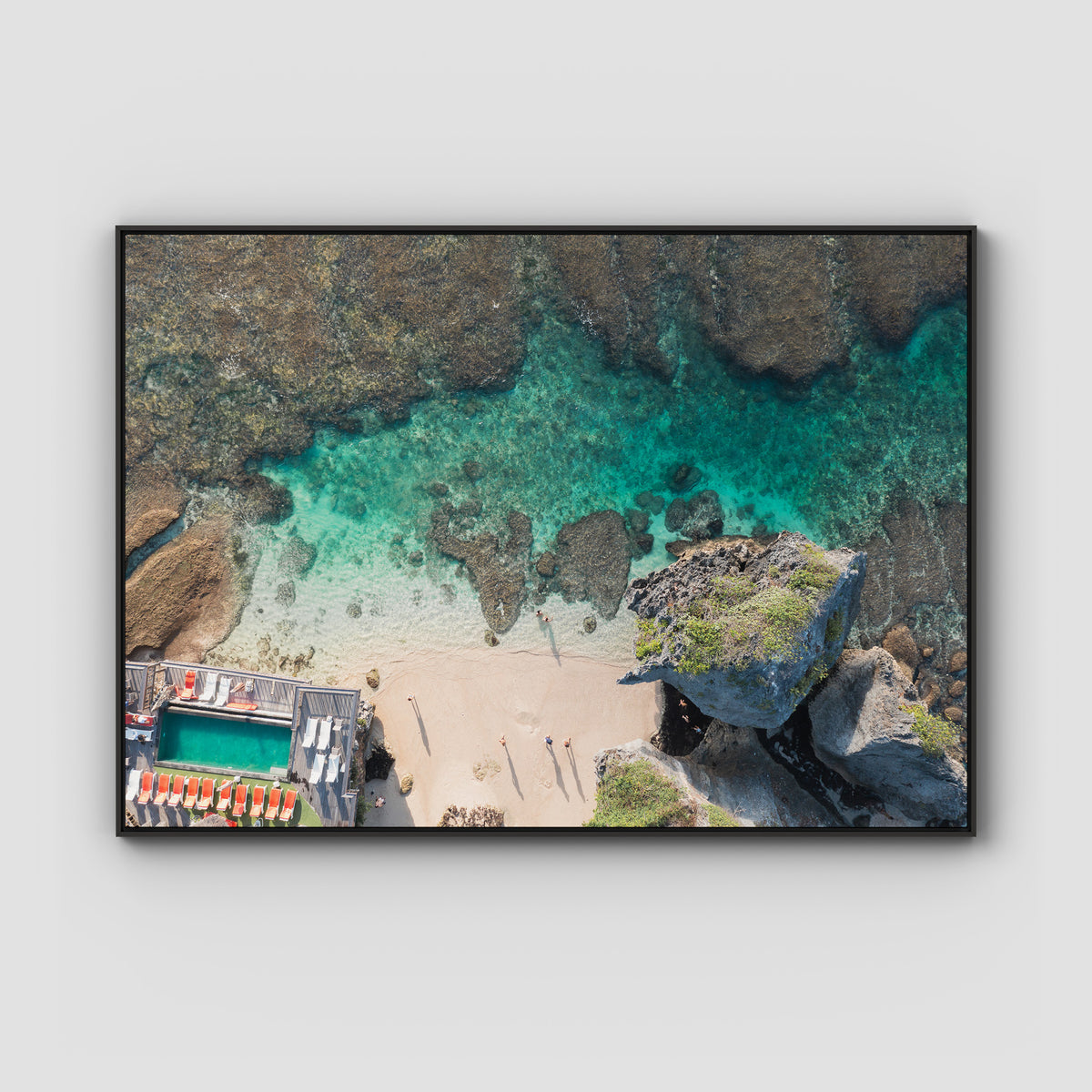 Uluwatu Top Down - Art Print - Float Frame Canvas - Black - Landscape
