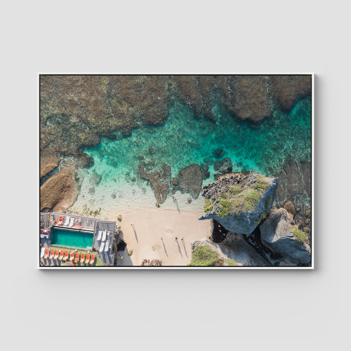 Uluwatu Top Down - Art Print - Float Frame Canvas - White - Landscape