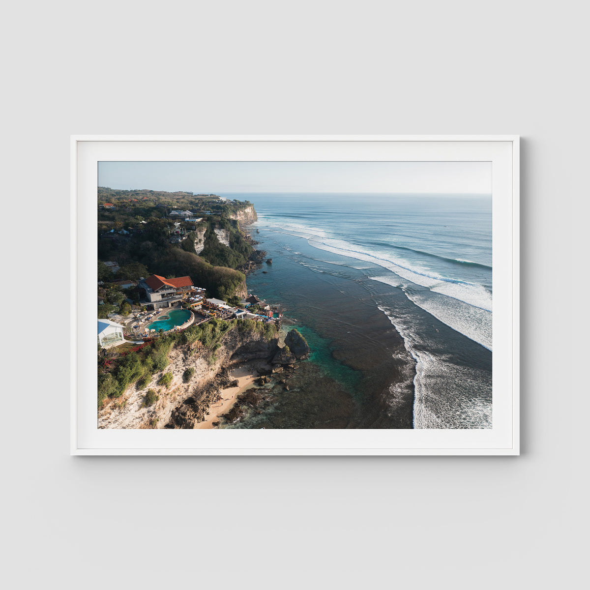 Single Fin Uluwatu  - Art Print - Traditional Frame - White - Landscape