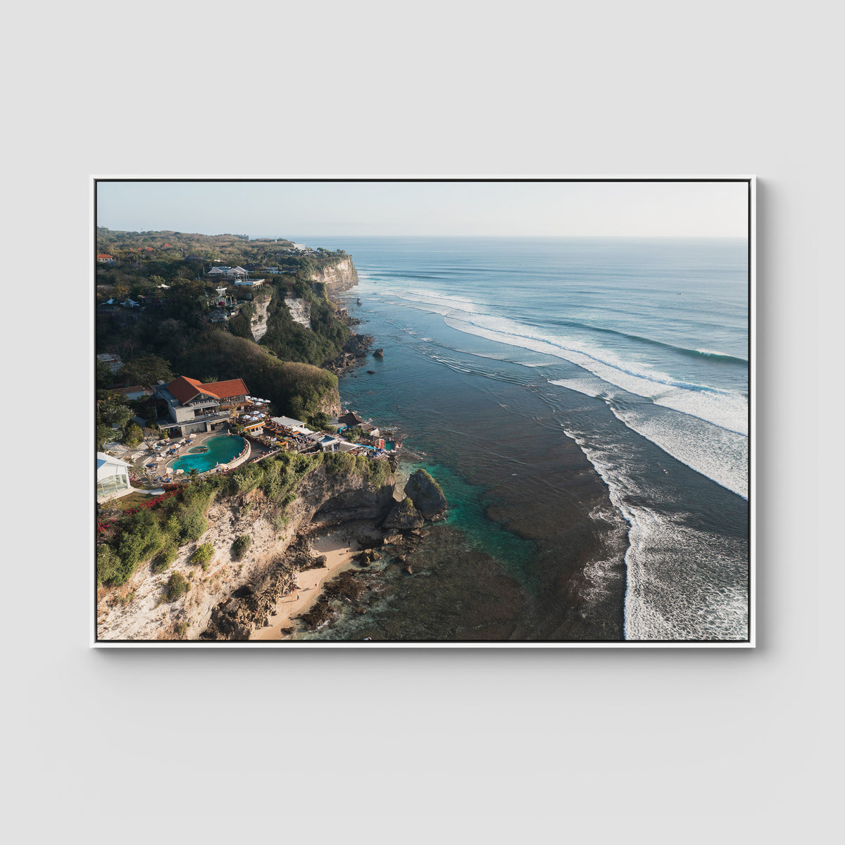 Single Fin Uluwatu  - Art Print - Float Frame Canvas - White - Landscape