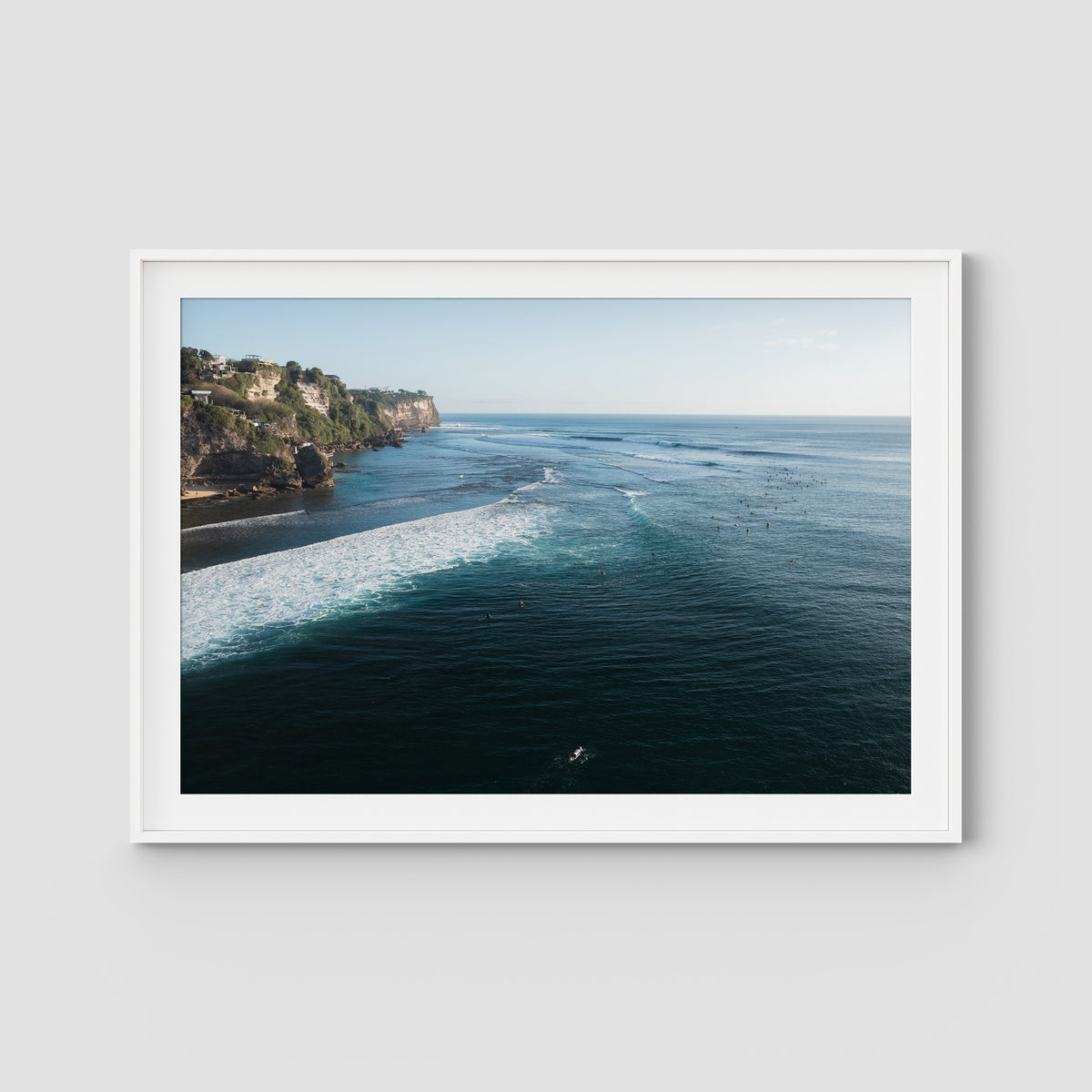 Surf Lineup Uluwatu  - Art Print - Traditional Frame - White - Landscape