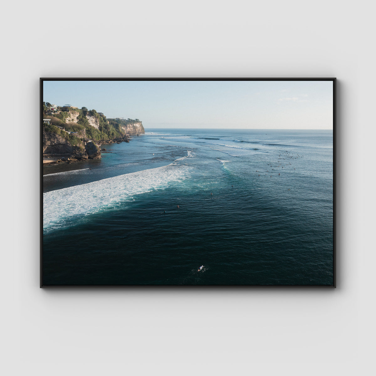 Surf Lineup Uluwatu  - Art Print - Float Frame Canvas - Black - Landscape