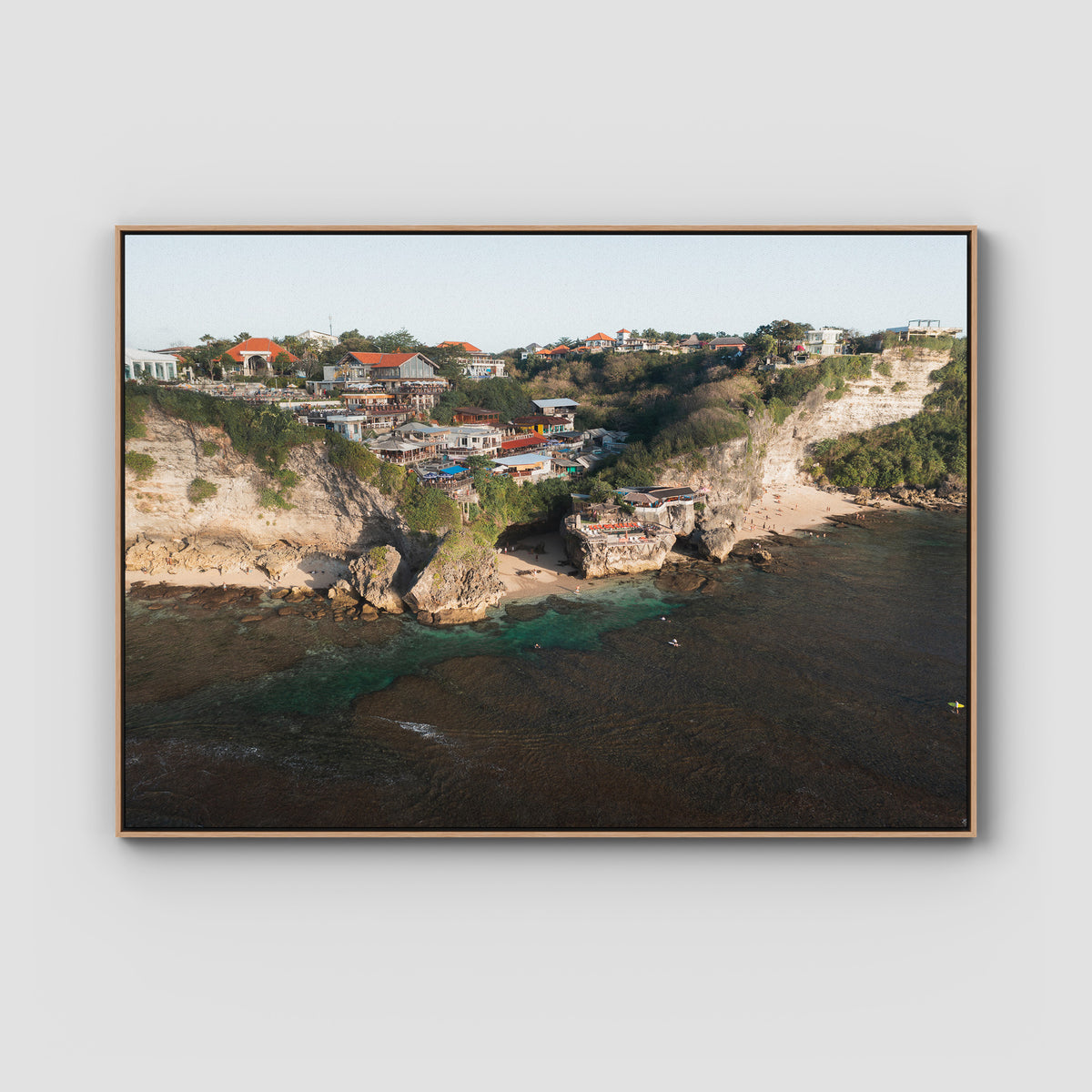 Uluwatu Cave - Art Print - Float Frame Canvas - Raw Oak - Landscape