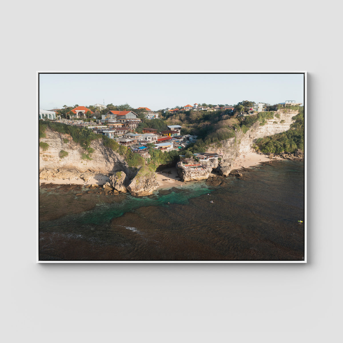 Uluwatu Cave - Art Print - Float Frame Canvas - White - Landscape