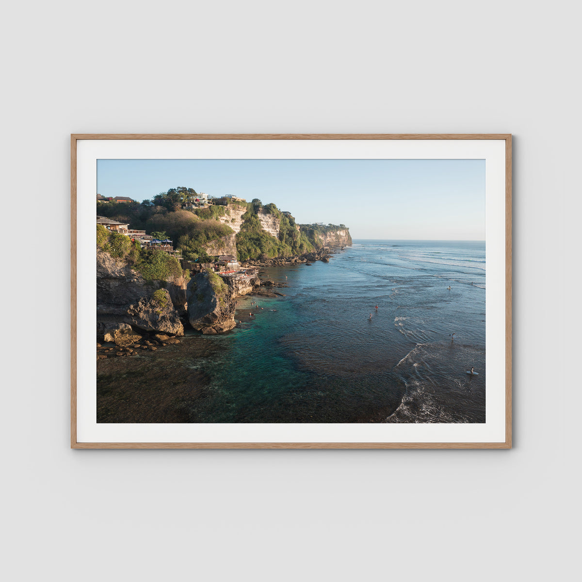 Uluwatu Coastline - Art Print - Traditional Frame - Raw Oak - Landscape