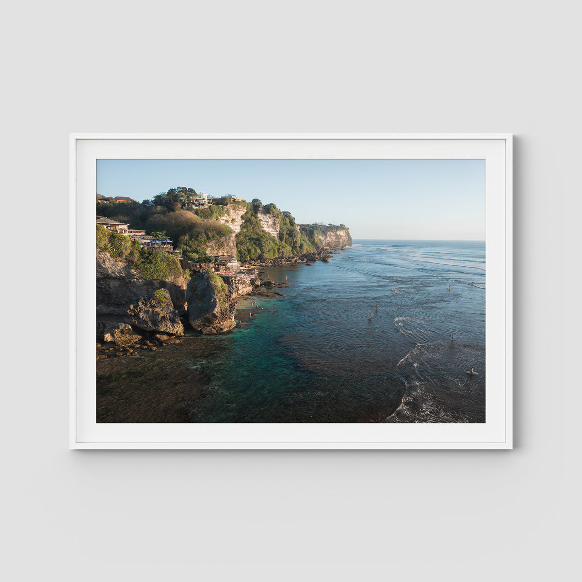 Uluwatu Coastline - Art Print - Traditional Frame - White - Landscape