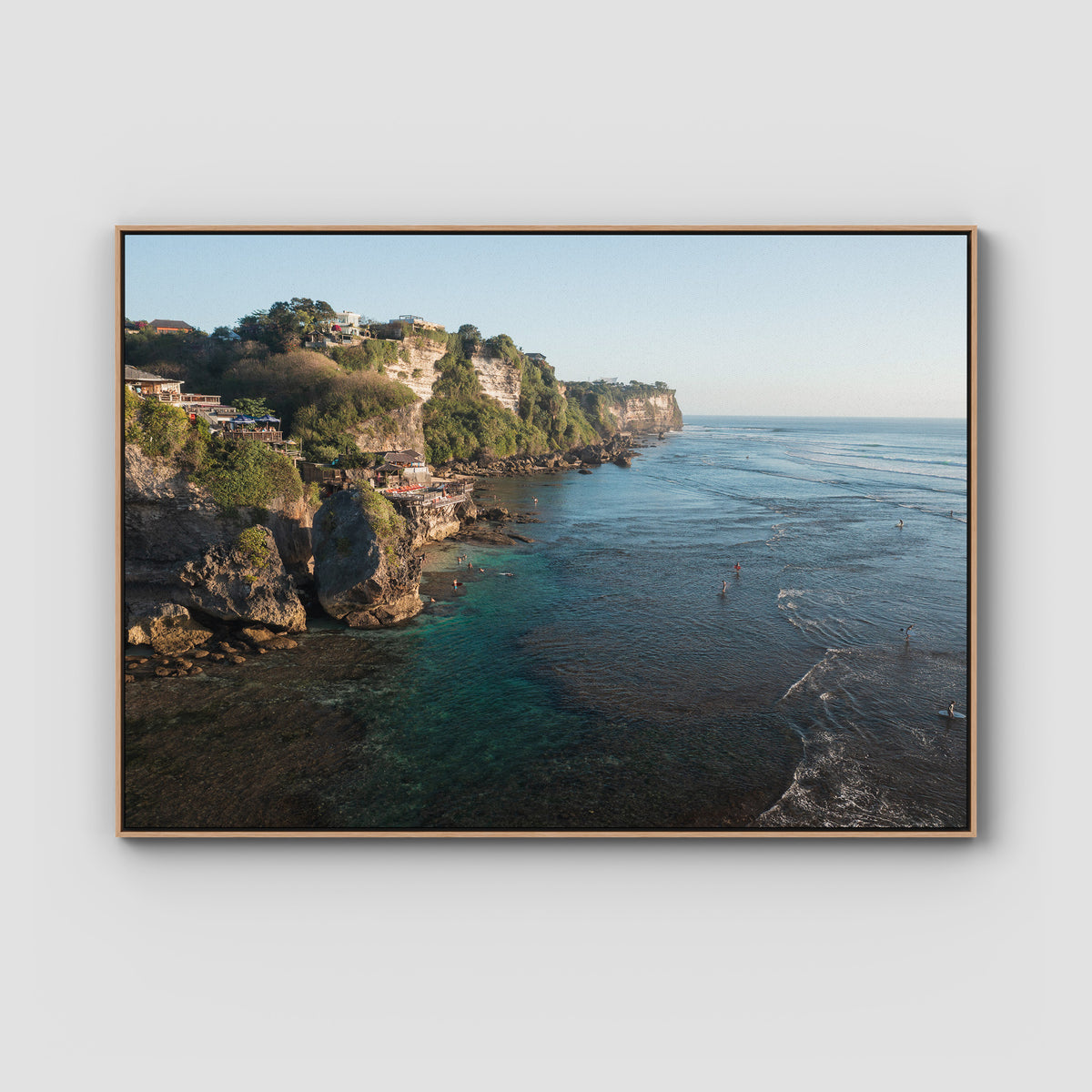 Uluwatu Coastline - Art Print - Float Frame Canvas - Raw Oak - Landscape