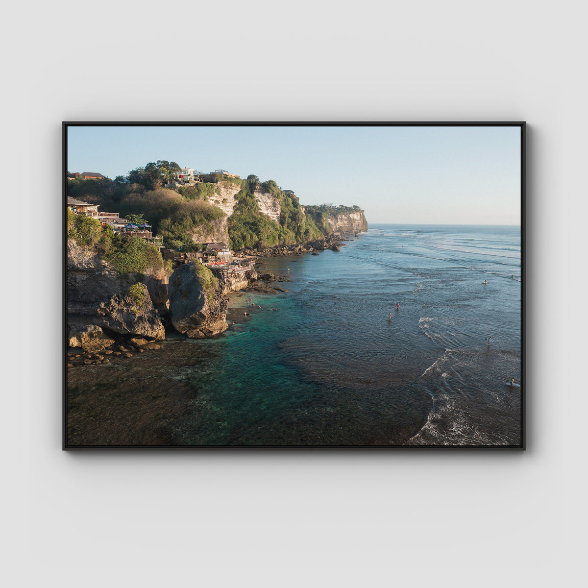 Uluwatu Coastline - Art Print - Float Frame Canvas - Black - Landscape