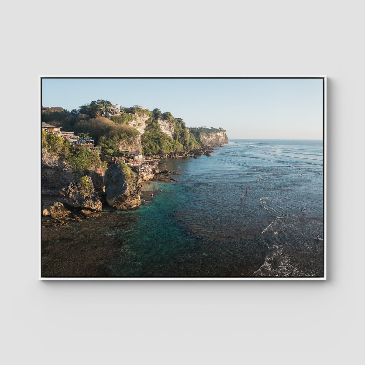 Uluwatu Coastline - Art Print - Float Frame Canvas - White - Landscape