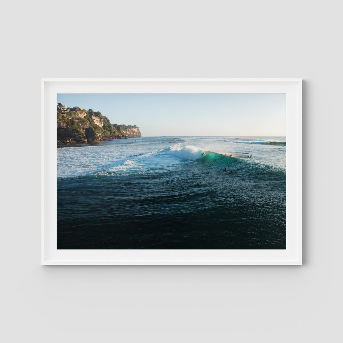 Uluwatu Surfing - Art Print - Traditional Frame - White - Landscape