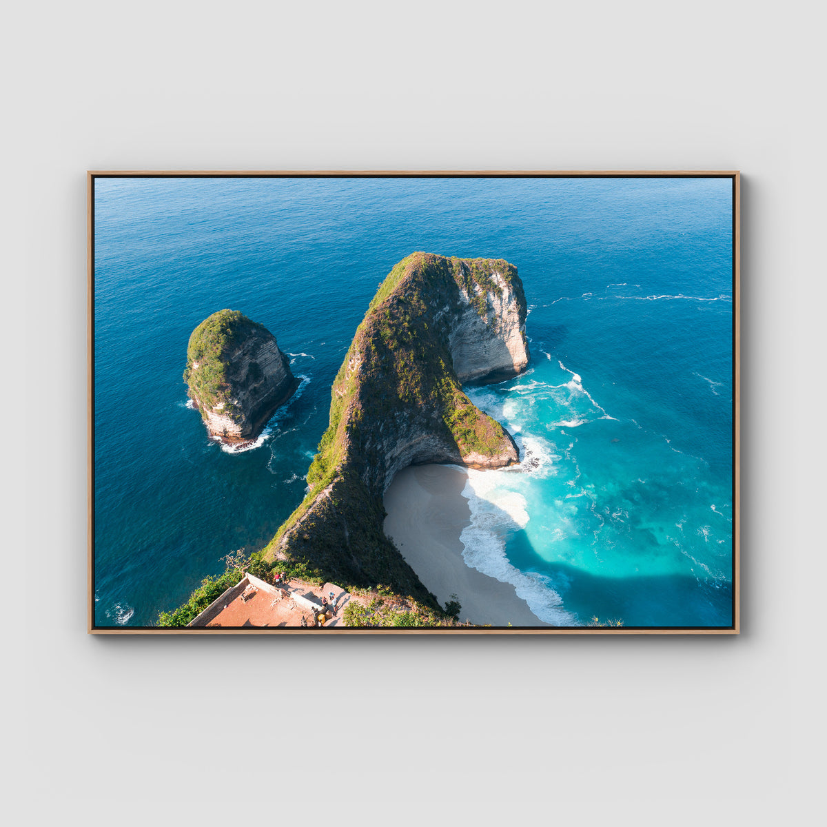 Kelingking - T-Rex - Art Print - Float Frame Canvas - Raw Oak - Landscape