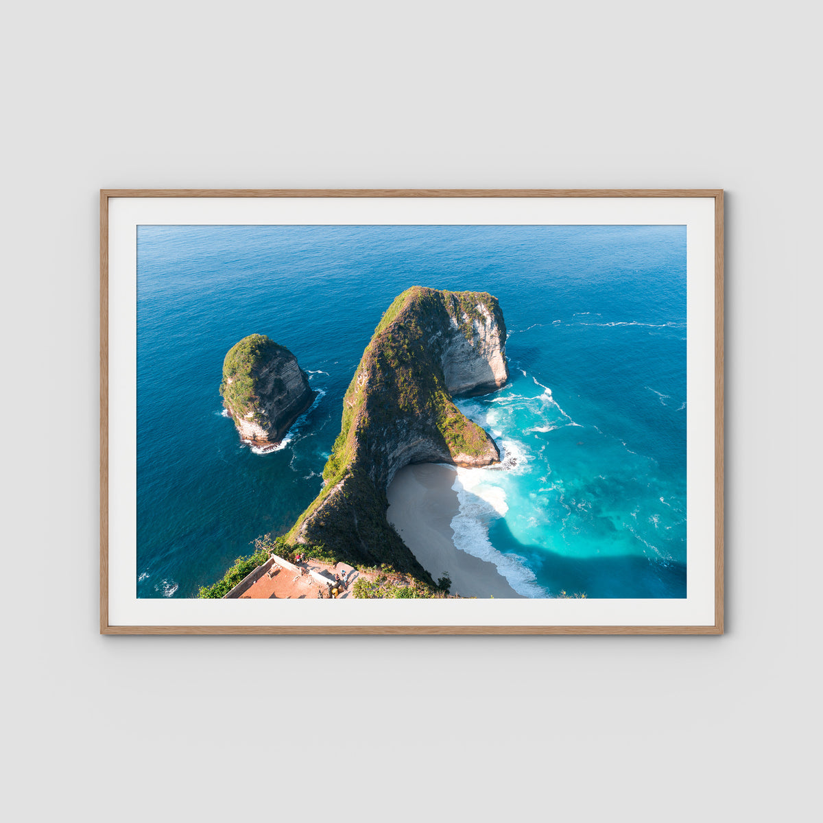 Kelingking - T-Rex - Art Print - Traditional Frame - Raw Oak - Landscape