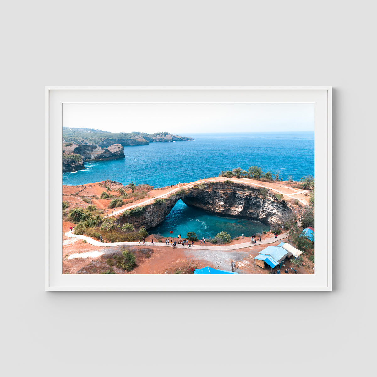 Broken Beach - Nusa Penida - Art Print - Traditional Frame - White - Landscape