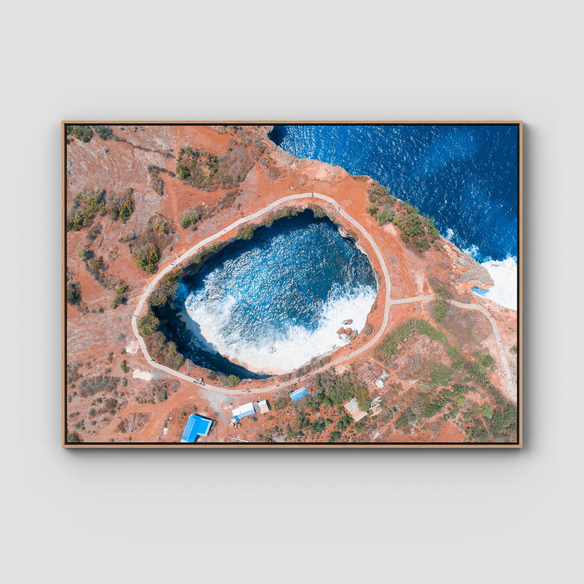Broken Beach ii - Nusa Penida - Art Print - Float Frame Canvas - Raw Oak - Landscape