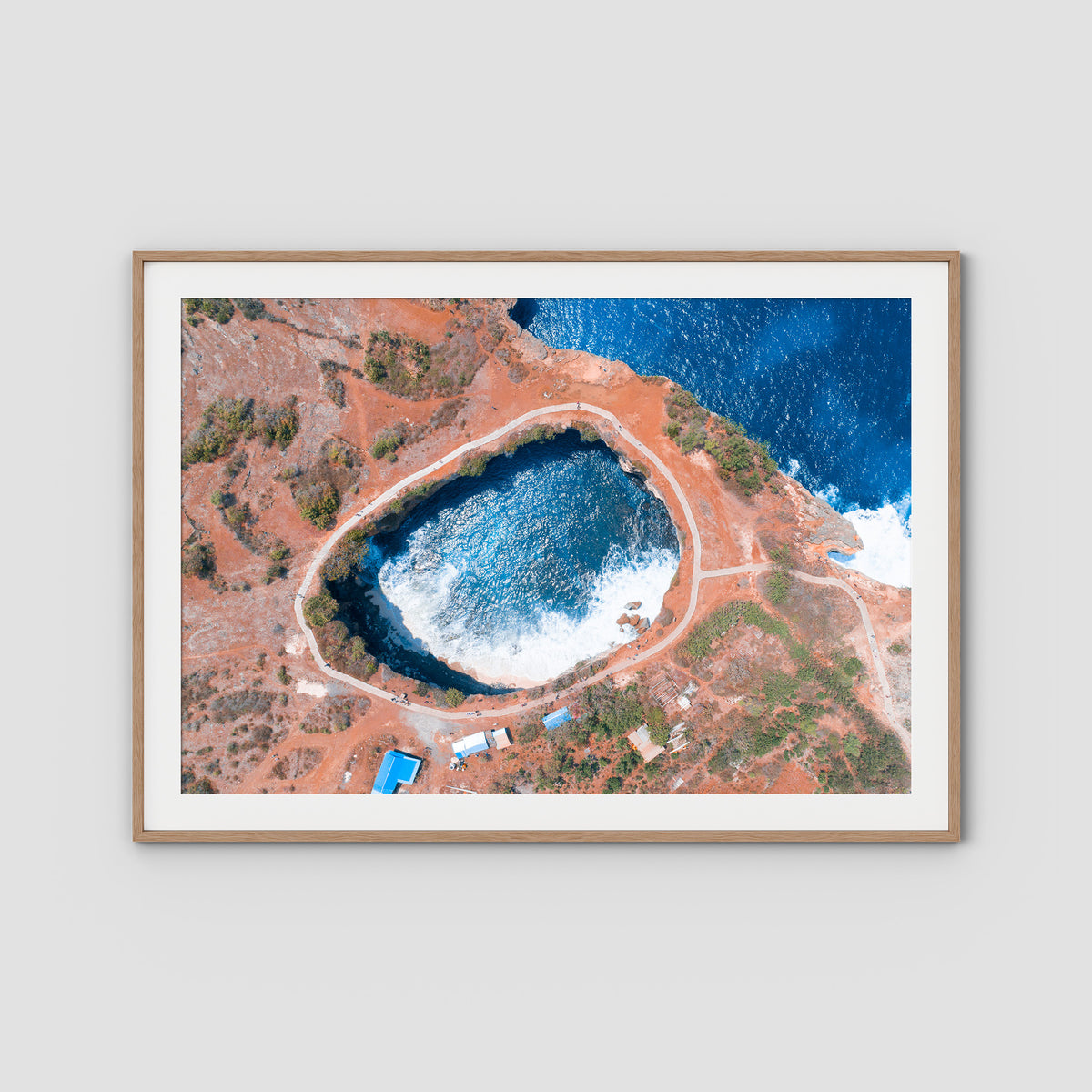 Broken Beach ii - Nusa Penida - Art Print - Traditional Frame - Raw Oak - Landscape