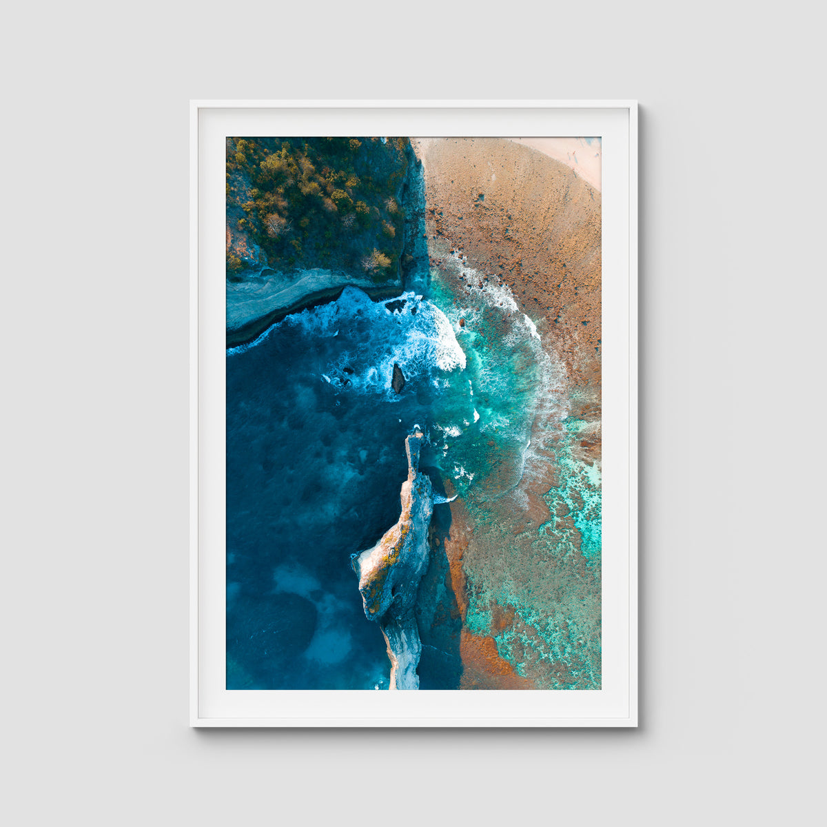 Atuh Beach - Nusa Penida - Art Print - Traditional Frame - White - Portrait