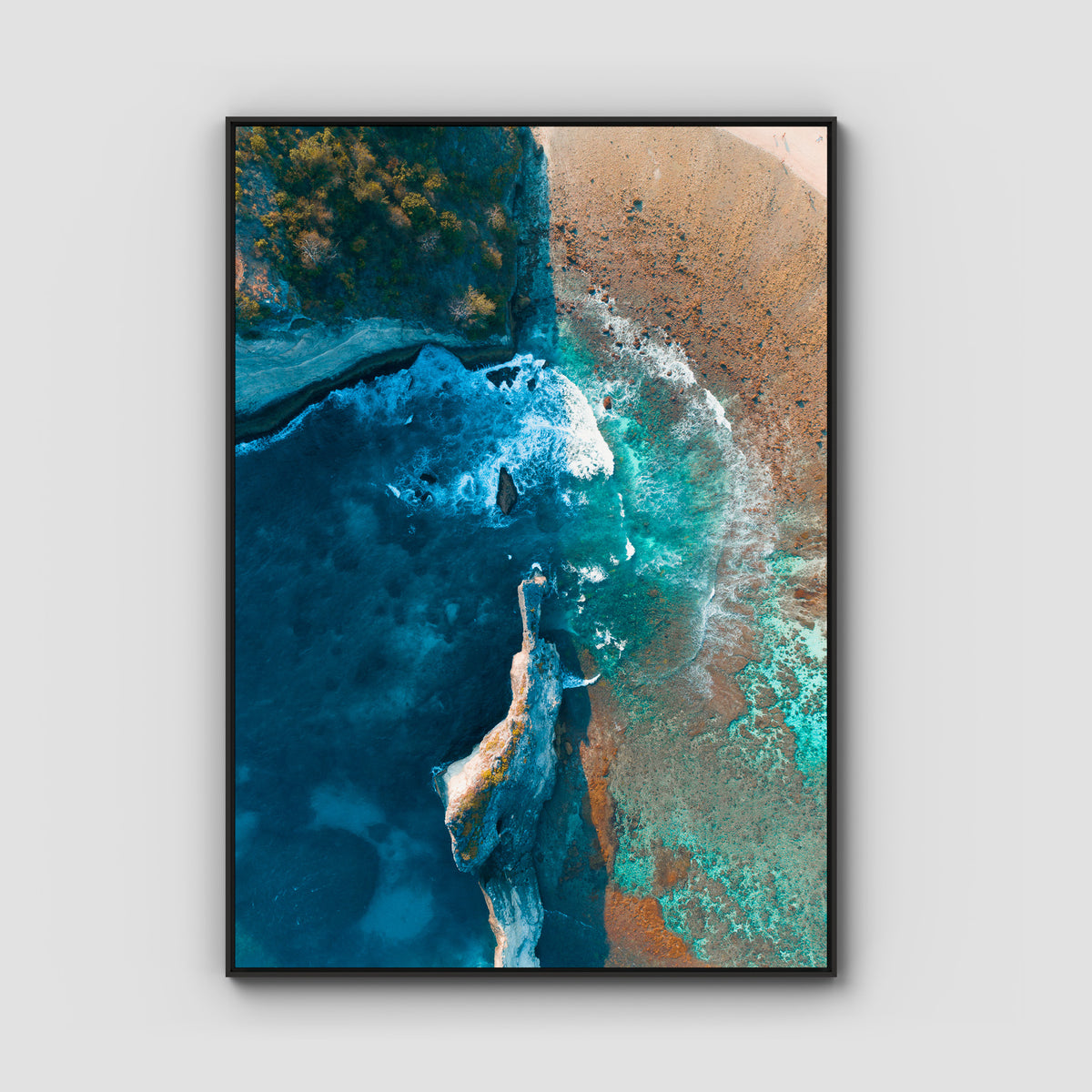 Atuh Beach - Nusa Penida - Art Print - Float Frame Canvas - Black - Portrait