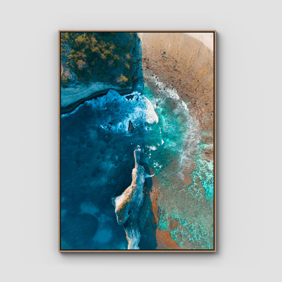 Atuh Beach - Nusa Penida - Art Print - Float Frame Canvas - Raw Oak - Portrait